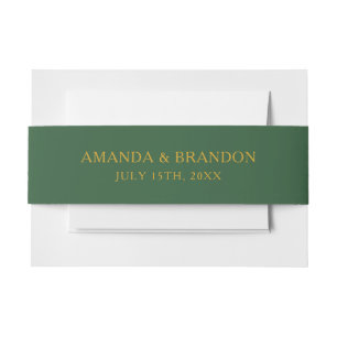 Chic Sage Green and Gold Elegant Wedding Invitation Belly Band