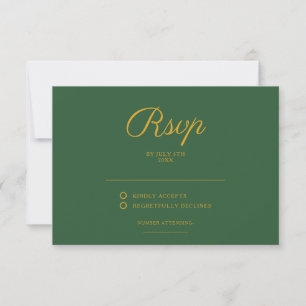 Chic Sage Green and Gold Elegant Wedding RSVP Card