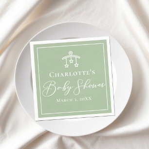 Chic Sage Green Baby Shower Personalised Napkin
