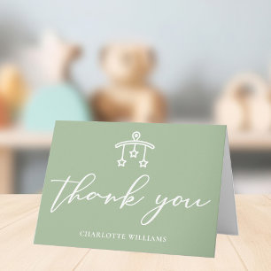 Chic Sage Green Baby Shower Personalized Thank You Card