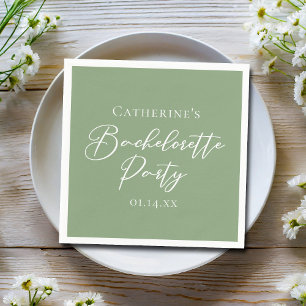 Chic Sage Green Bachelorette Party Personalized Napkin