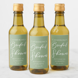 Chic Sage Green Bridal Shower Personalised Mini Wine Label