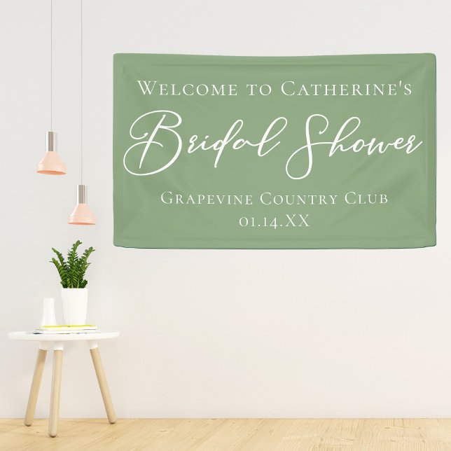 Chic Sage Green Bridal Shower Personalised Welcome Banner (Creator Uploaded)