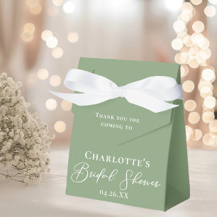 Chic Sage Green Bridal Shower White Personalized Favour Box