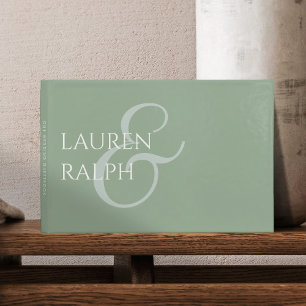 Chic Sage Green Couple Monogram  Guest Book