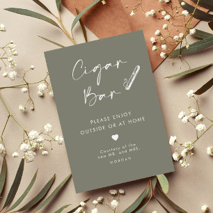 Chic Sage Green Favour Cigar Bar Wedding Sign