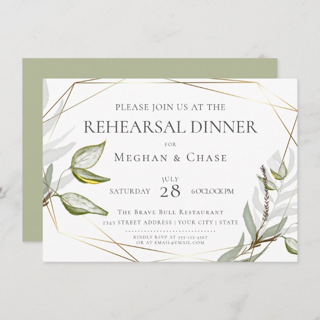 Chic Sage Green Foliage Invitation (Front/Back)