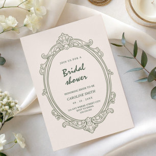 chic Sage green Garden Vintage bridal Shower Invitation