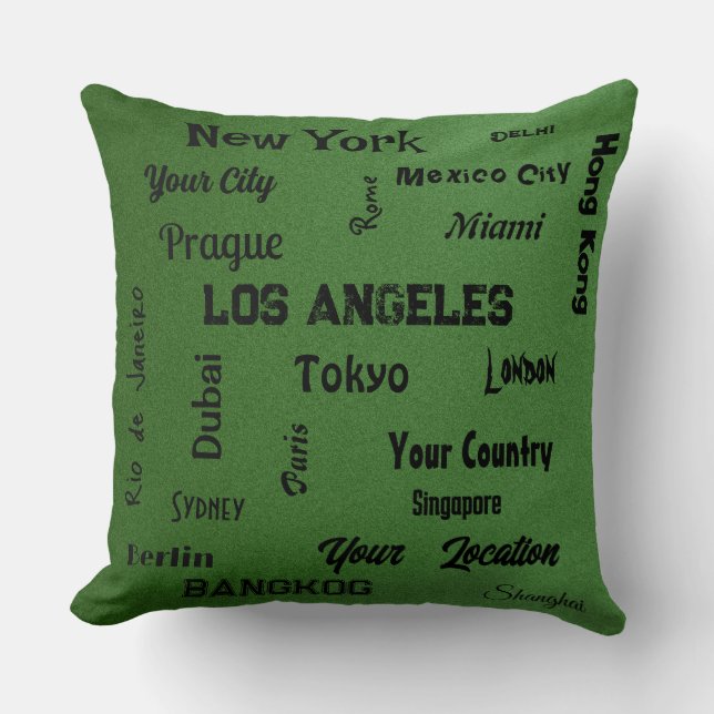 chic sage green mega cities of the world  cushion (Front)
