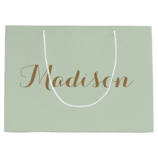 Chic Sage Green  minimalist monogram Large Gift Ba Bag