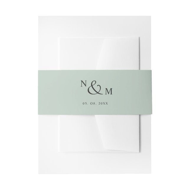 Chic Sage Green Modern Simple Wedding Invitation Belly Band (Front Example)