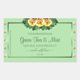Chic Sage Green Product Labels Yellow Roses Jewels