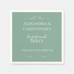 Chic Sage Green Script Engagement Party Napkin