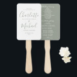 Chic Sage Green Signature Script Wedding Program Hand Fan<br><div class="desc">This stylish wedding program can be personalised with your special wedding day information featuring chic modern typography. You can customise the background colour to match your wedding theme. Designed by Thisisnotme©</div>