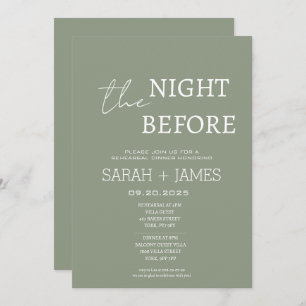 Chic Sage Green the Night Before Rehearsal Dinner  Invitation