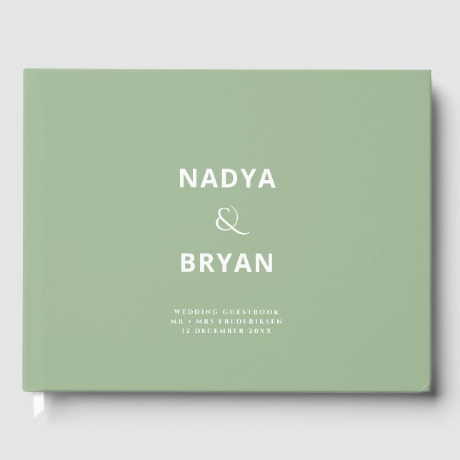 Chic Sage Green Wedding Guest Book (Front)