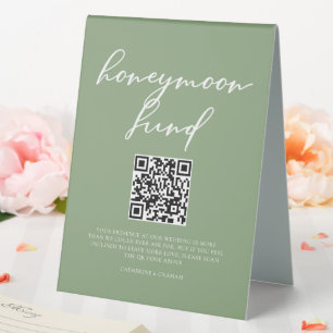 Chic Sage Green Wedding Honeymoon Fund QR Code