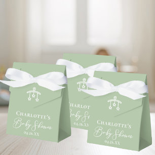 Chic Sage Green White Baby Shower Personalised Favour Box