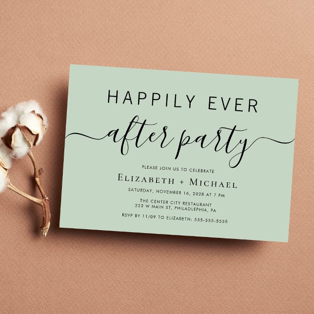 Chic Sage Wedding After Party Invitation (An chic invitation for your wedding after party celebration)