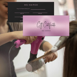 Chic Salon Metallic Pink & Black Gift Certificate