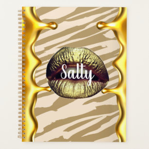 Chic Salty Luxurious Bday Gift Summer Golden lips Planner