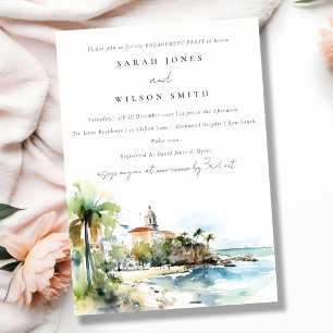 Chic San Juan Puerto Rico Landscape Engagement Invitation