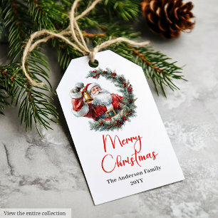 Chic Santa Claus Trendy Editable Christmas Cosy Gift Tags