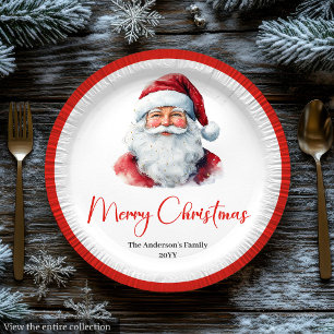 Chic Santa Claus Trendy Editable Christmas Plates