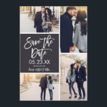 Chic Save The Date 4-Photo Collage Card<br><div class="desc">This modern Save the Date photo card features a 4-photo collage and a modern brush script typeface. Comes with a pattern on the back. Add additional information like your wedding website or introduce your wedding hashtag. Contact our designer store for additional colours options/variations.</div>