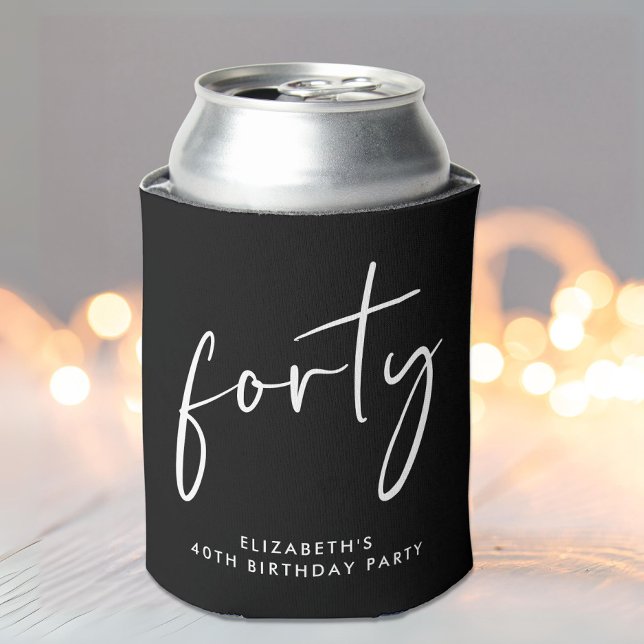 Chic Script 40th Birthday Party Can Cooler (Creator Uploaded)