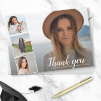 Chic Script 4 Photo Collage Graduation Thank You