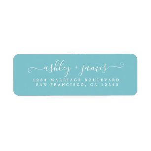 Chic Script Angel Blue Wedding Return Address Label