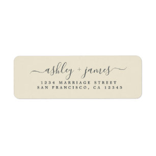 Chic Script Antique White Wedding Return Address Label