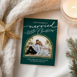 Chic Script Arch Holiday Wedding Announcement