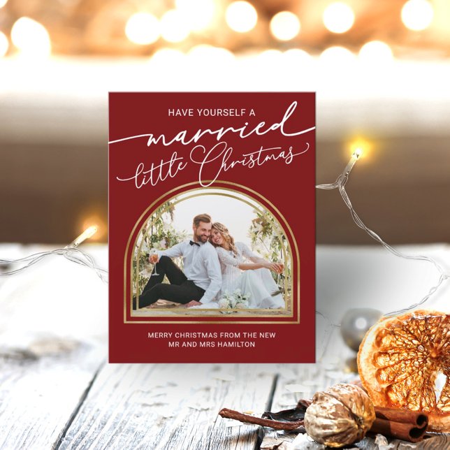 Chic Script Arch Holiday Wedding Announcement (Creator Uploaded)