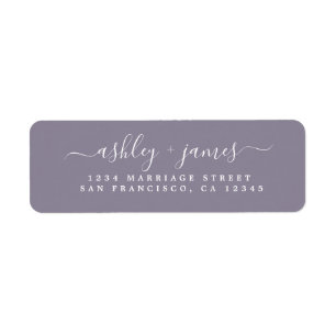 Chic Script Ash Purple Wedding Return Address Label