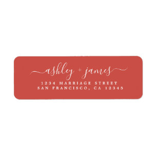 Chic Script Autumn Red Wedding Return Address Label