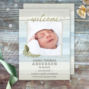 Chic Script Baby Photo Birth Announcement
