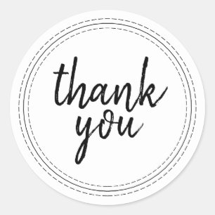 Chic Script Black and White Thank You Gift Label