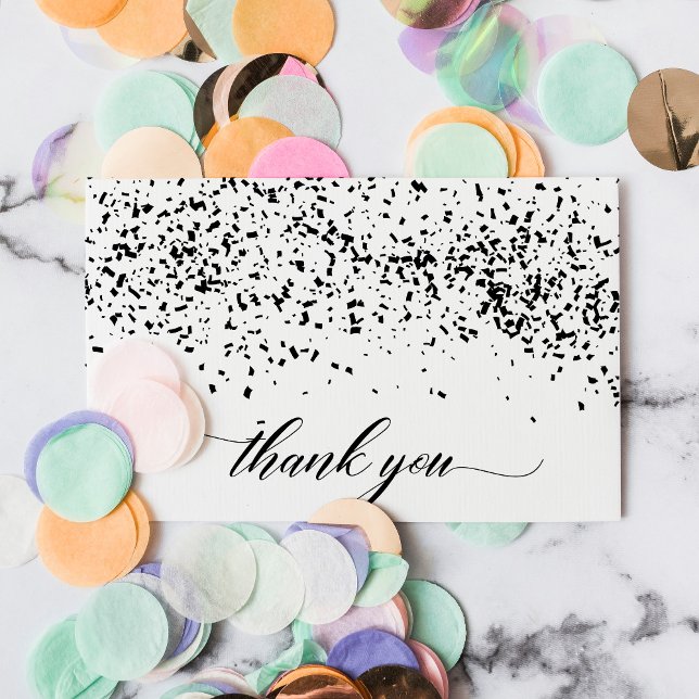 Chic Script Black Confetti Graduation Thank You (Creator Uploaded)