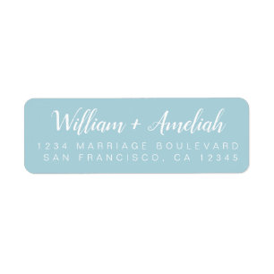 Chic Script Blue Glow Wedding Return Address Label