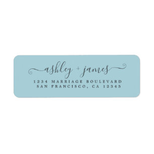 Chic Script Blue Glow Wedding Return Address Label