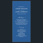 Chic Script Blue Simple Minimal Wedding Program<br><div class="desc">Elegant minimal wedding program with white chic script calligraphy and modern typography on a blue background. Simply add your wedding program details. Exclusively designed for you by Happy Dolphin Studio. If you have any questions or requests, please contact us at happydolphinstudio@outlook.com. We're happy to help you make your wedding the...</div>