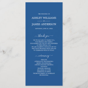 Chic Script Blue Simple Minimal Wedding Program