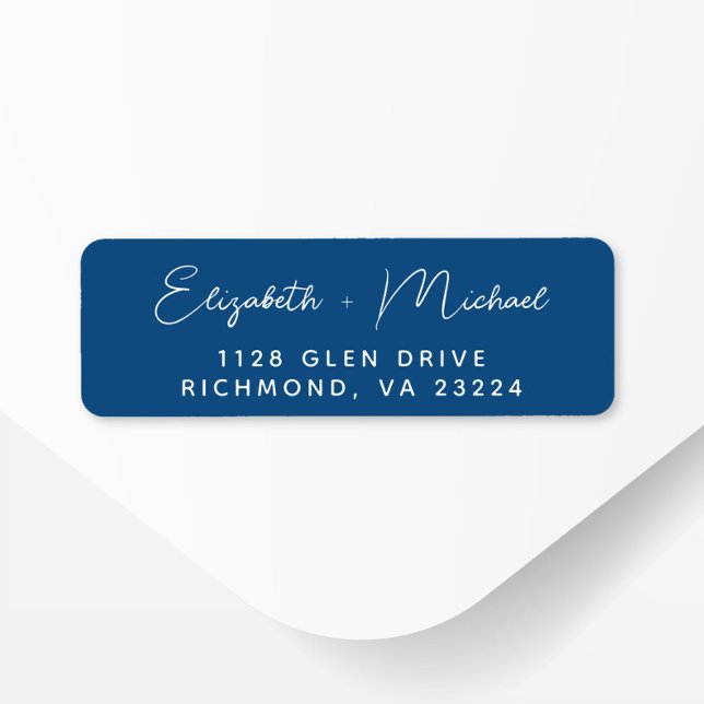 Chic Script Blue Wedding Return Address Label (Creator Uploaded)