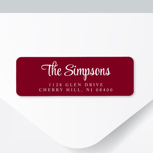 Chic Script Burgundy Red Return Address Label (Creator Uploaded)