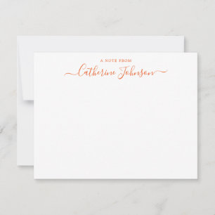 Chic Script Calligraphy A Note From Autumn Orange Card