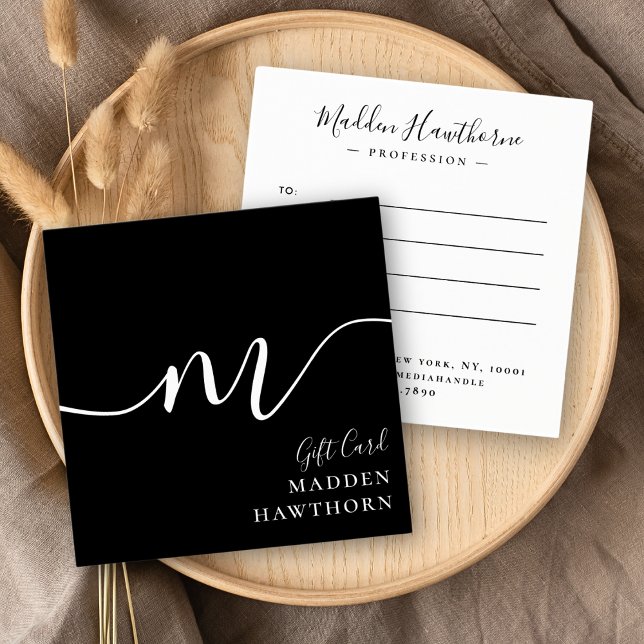 Chic Script Calligraphy Black Gift Certificate (Creator Uploaded)