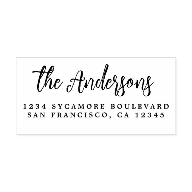 Chic Script Calligraphy Family Name Return Address Rubber Stamp (Imprint)