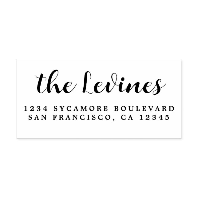 Chic Script Calligraphy Family Name Return Address Rubber Stamp (Imprint)